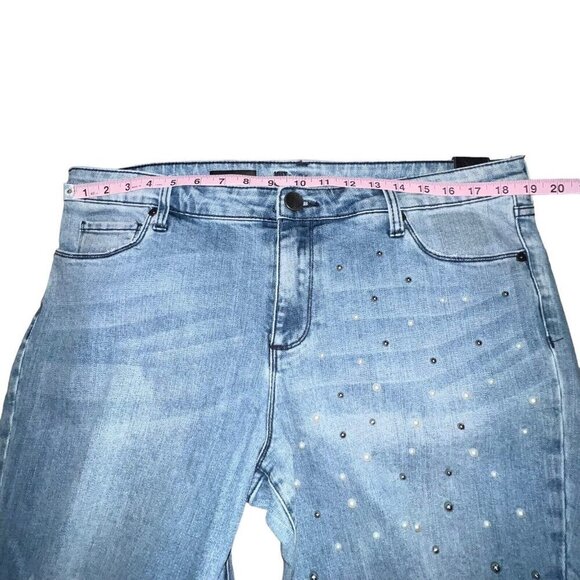 Kut From The Kloth Ankle Straight Leg Distressed Studded Jeans Women Size 16 New - Picture 5 of 13